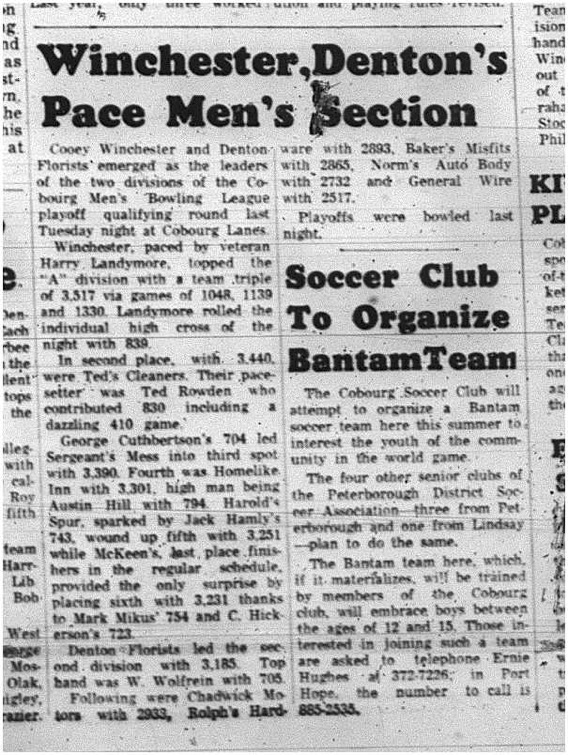 1965-03-31 Bowling - Men - Cobourg Mens Bowling League - Two Divisions