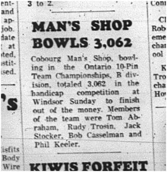 1965-03-31 Bowling - Men - Cobourg Mens Bowling League -Man_s Shop