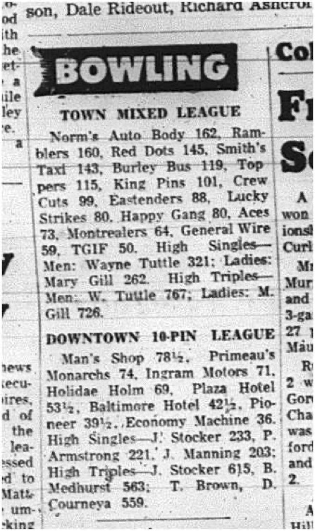 1965-03-31 Bowling - Mixed - Town Mixed League