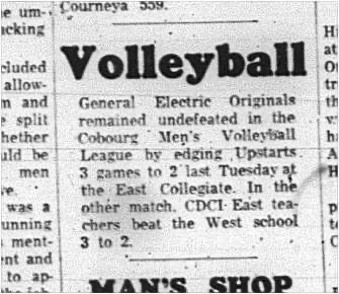1965-03-31 Volleyball - Men - Cobourg Men Volleyball League - General Electric Vs. Upstarts