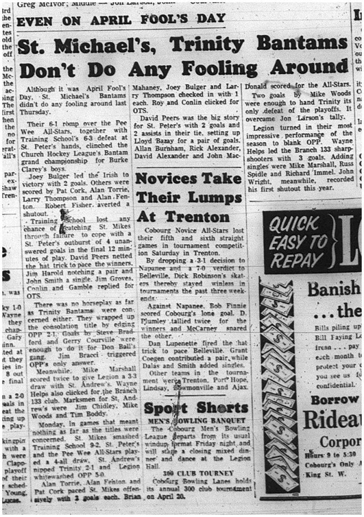 1965-04-07 Hockey - Boys - CCHL - St. Michaels - Trinity - Bantam Division