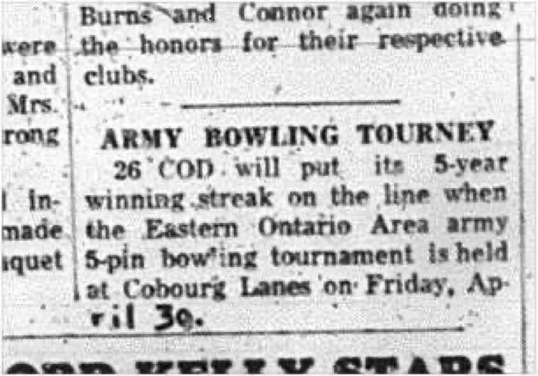 1965-04-14 Bowling - Men - Cobourg Men_s Bowling League - Army 5 -Pin Bowling Tournament