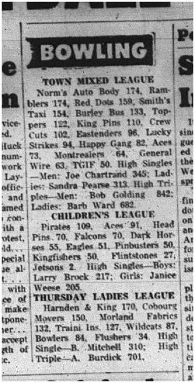 1965-04-14 Bowling - Mixed - Town Mixed League - Childrens League - Ladies