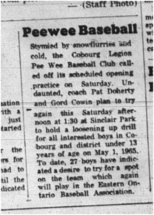 1965-04-21 Baseball - Boys - Legion Peewee Baseball Club