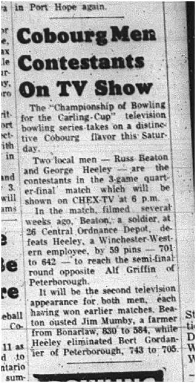 1965-04-21 Bowling - Men - Cobourg Men_s Bowling League - Championship of Bowling - Carling Cup