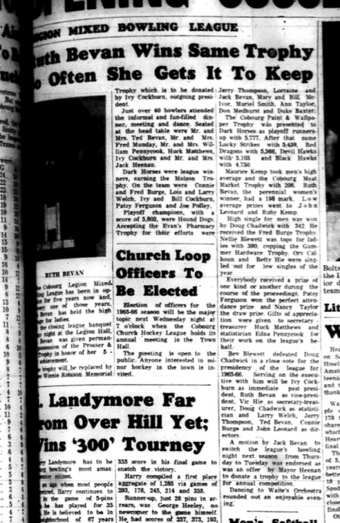 1965-04-28 Bowling - Mixed - Legion Mixed Bowling League - Trophy