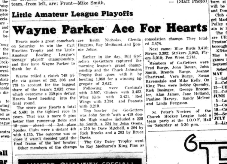 1965-04-28 Bowling - Mixed - Little Amateur League - Carl Hoseton Trophy