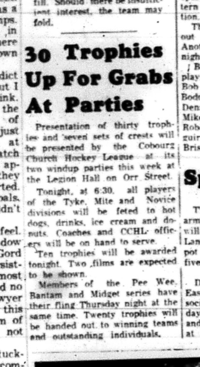 1965-04-28 Hockey - Boys - CCHL -30 Trophies - Windup Parties