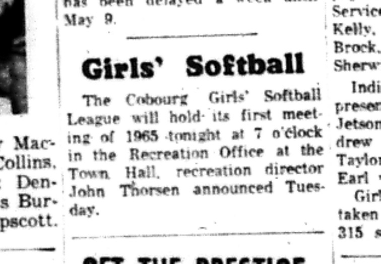 1965-04-28 Softball - Girls - Cobourg Girls Softball League - Meeting