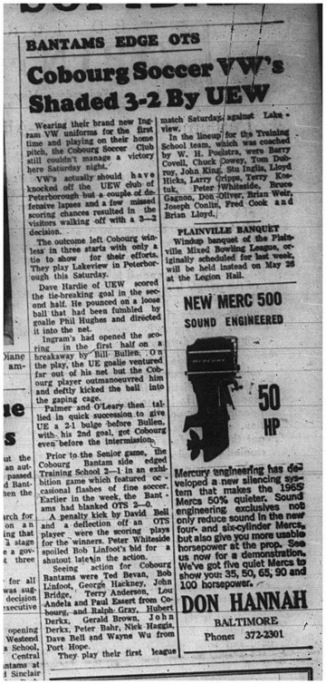 1965-05-19 Soccer - Boys - Cobourg Soccer Club - VW vs. UEW