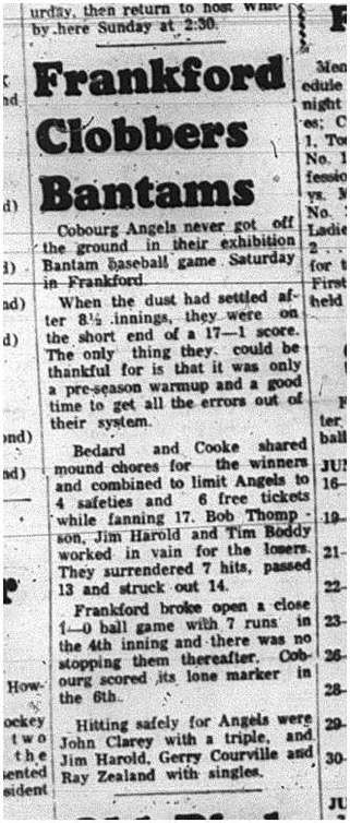 1965-05-26 Baseball - Boys - Cobourg Angels - Frankford Clobbers Bantams