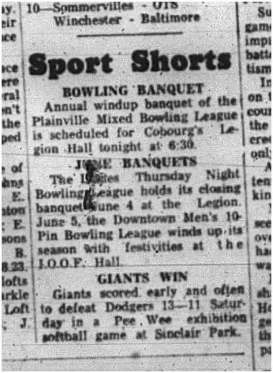 1965-05-26 Bowling - Ladies - Cobourg Ladies Bowling League - Banquets