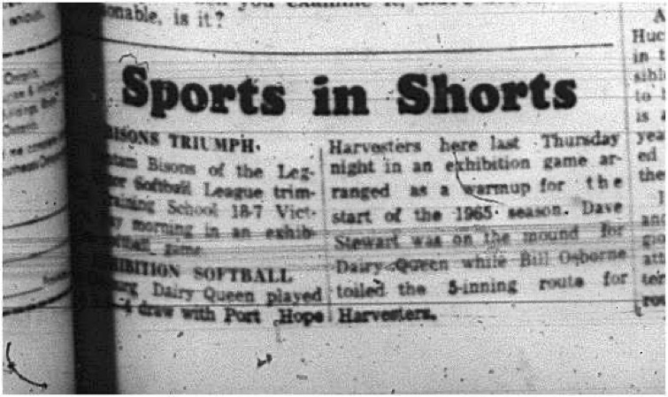 1965-05-26 Softball - Boys - Cobourg Legion Minor Softball League - Bantam Bisions