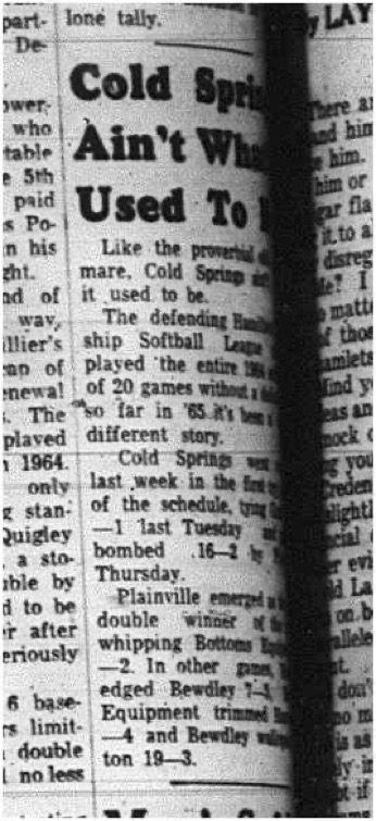 1965-05-26 Softball - Men - Hamilton Township Softball League - Coldsprings