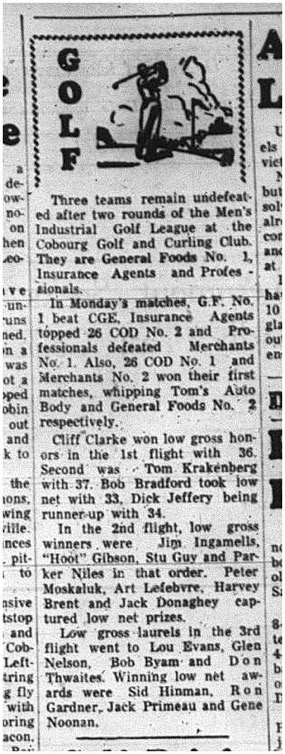 1965-06-02  Golf - Men - Cobourg Golf and Curling Club - Mens Industrial League