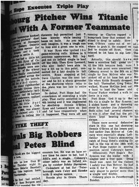 1965-06-02 Baseball - Boys - Cobourg Merchant Midgets Vs. Port Hope