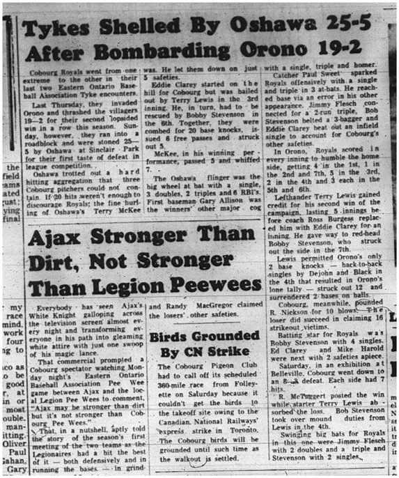 1965-06-09 Baseball - Boys - Cobourg Royal_s - EOBA Tyke