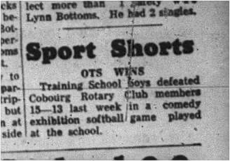 1965-06-09 Softball - Boys - Cobourg Legion Minor Softball - Training School Vs. Cobourg Rotary Club