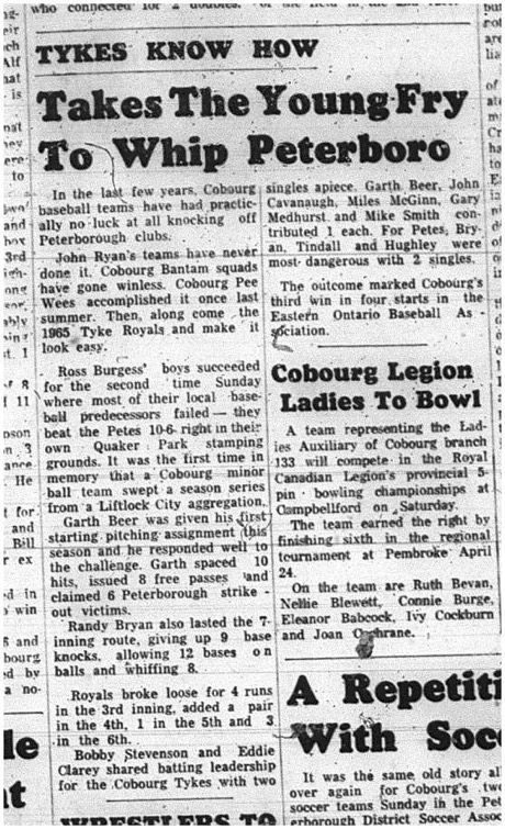 1965-06-16 Baseball - Boys - Tyke Royals Vs. Peterborough
