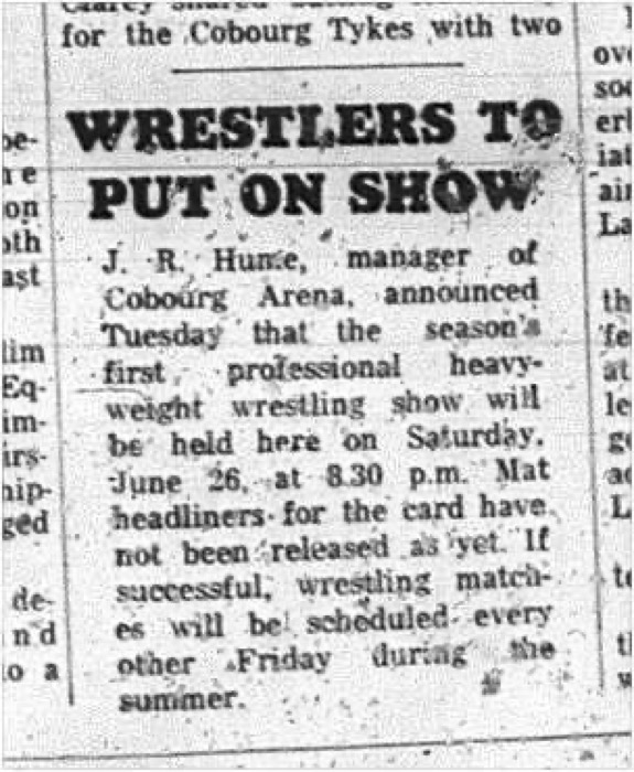 1965-06-16 Wrestling - Boys - Cobourg Arena - Wrestling Show
