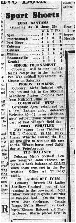 1965-06-23 Baseball - Boys - EOBA Bantams - Standings