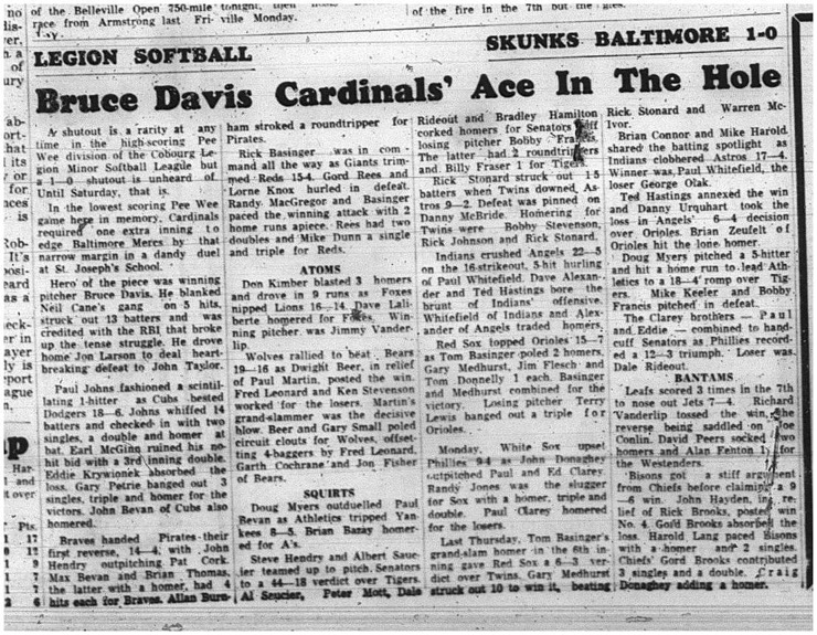 1965-06-23 Softball - Boys - Cobourg Legion Minor Softball League - Atoms - Squirts - Bantams