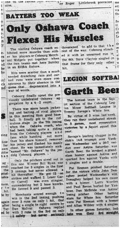 1965-06-30 Baseball - Boys - EOBA - Cobourg Merchant Midgets Vs. Oshawa