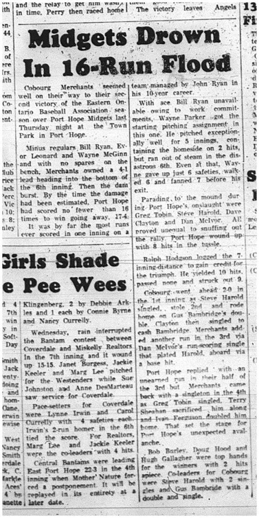 1965-06-30 Baseball - Boys - EOBA - Cobourg Merchant Midgets Vs. Port Hope Midgets
