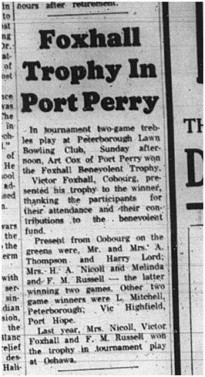 1965-06-30 Lawn Bowling - Men - Peterborough Lawn Bowling Club - Victor Foxhall