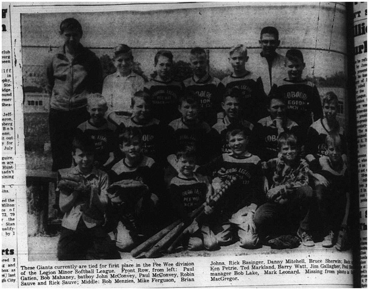1965-06-30 Softball - Boys - Cobourg Legion Minor Softball League - Giants - Team Picture