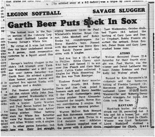 1965-06-30 Softball - Boys - Cobourg Legion Minor Softball League - White Sox