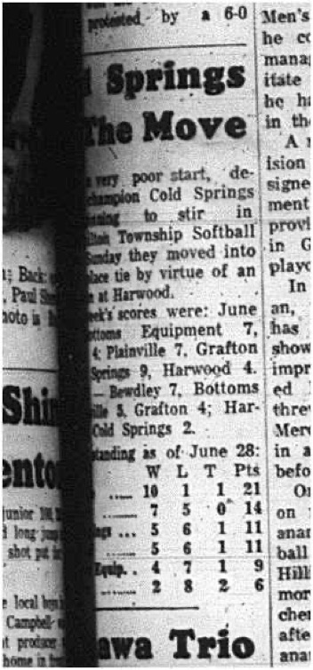 1965-06-30 Softball - Men - Hamilton Township Softball League - Cold Springs