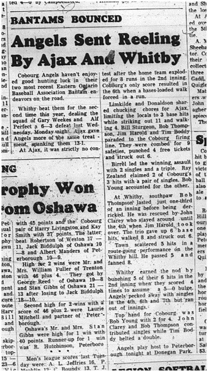 1965-07-07 Baseball - Boys - EOBA - Cobourg Angels Vs. Whitby - Bantams