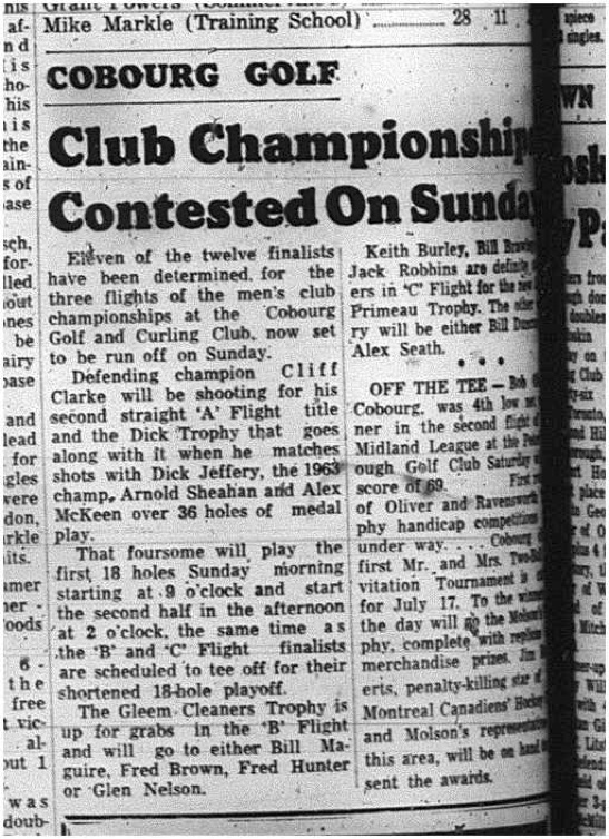 1965-07-07 Golf - Men - Cobourg Golf and Curling Club - Club Championship