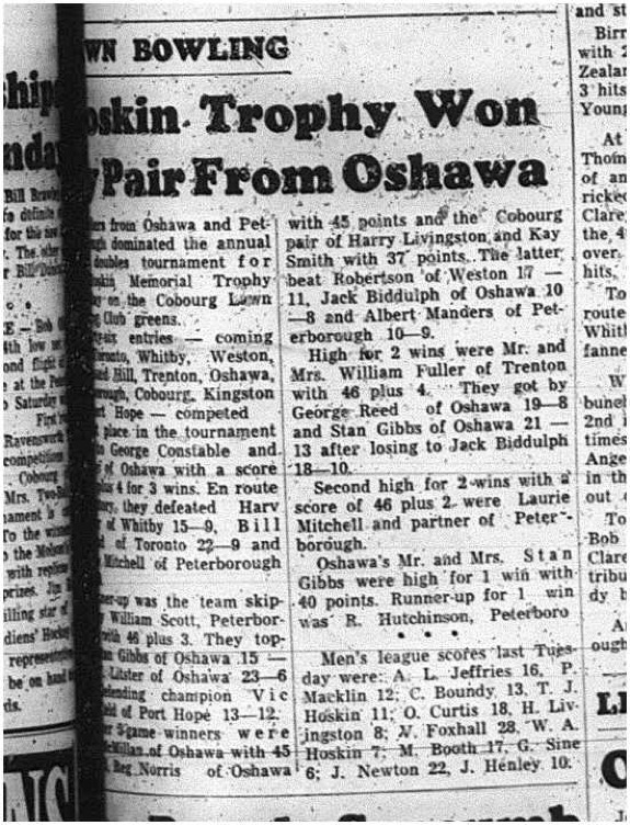 1965-07-07 Lawn bowling - Mixed - Memorial Trophy - Annual Mixed Doubles Tournament