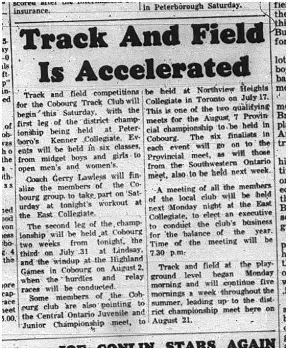 1965-07-07 Track and Field - Mixed - Cobourg Track Club - District Championship