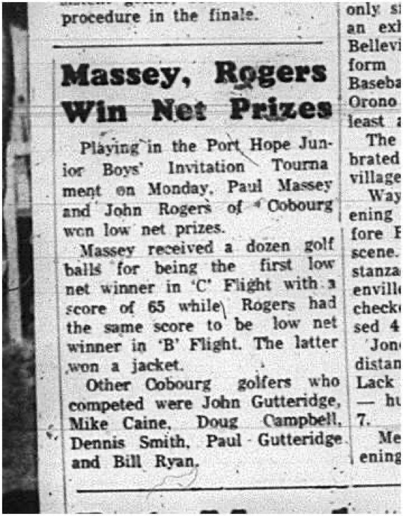 1965-07-14 Golf - Men - Cobourg Golf and Curling Club - Port Hope Juvenile Boys Invitation Tournament
