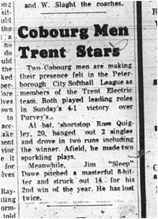1965-07-14 Softball - Men - Peterborough City Softball League - Cobourg Men