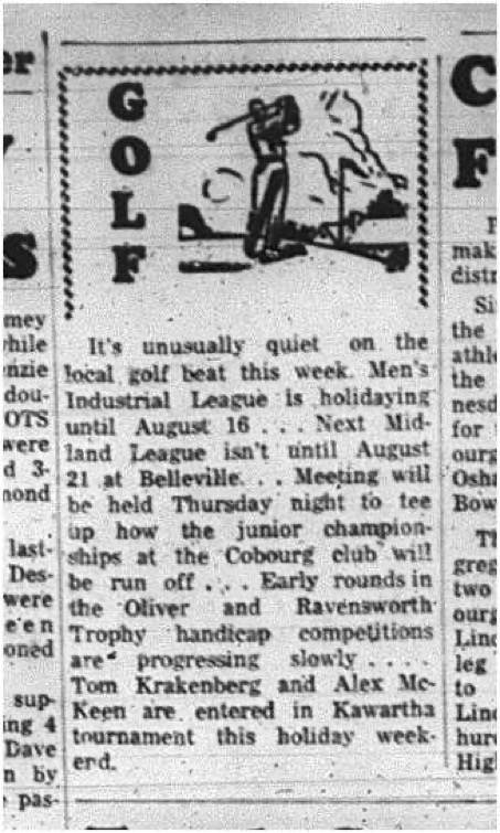 1965-07-28 Golf - Men - Cobourg Golf and Curling Club - Industrial League - Holiday