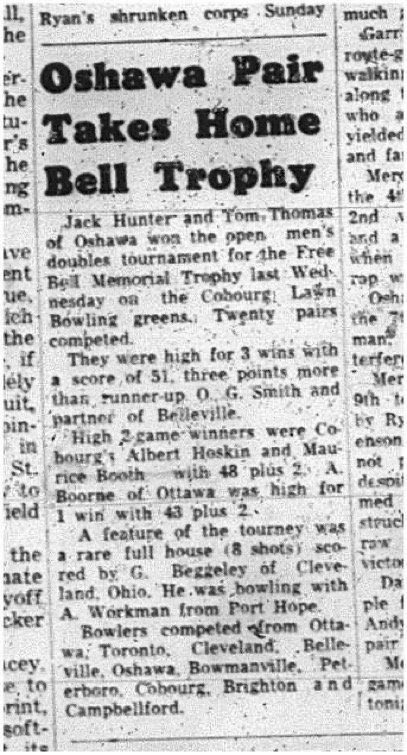 1965-07-28 Lawn Bowling - Men - Free Bell Memorial Trophy - Doubles