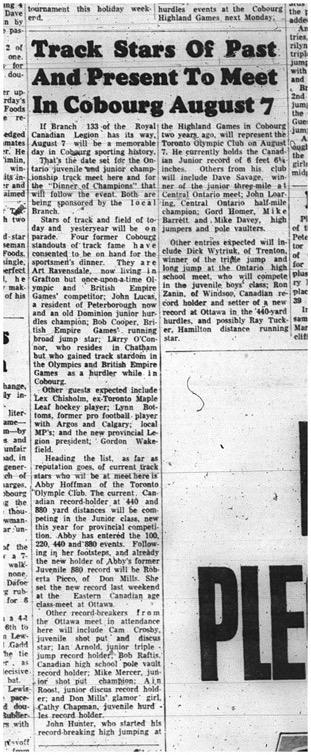 1965-07-28 Track and Field - Mixed - Cobourg Track Club - Meeting