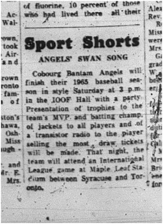 1965-08-18 Baseball - Boys - EOBA - Cobourg Bantam Angels - Sport Shorts
