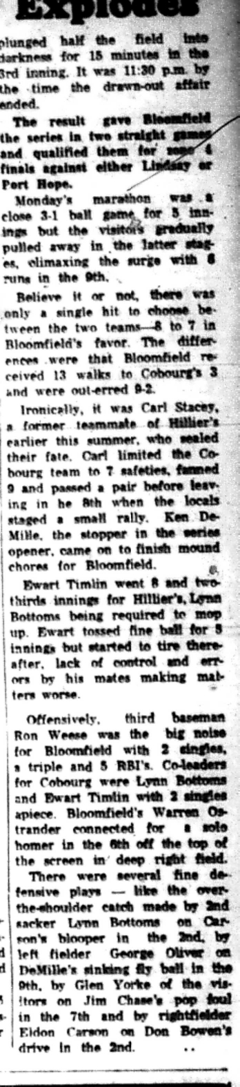 1965-08-18 Softball -Boys-OASA-Bloomfield vs Hilliers-C
