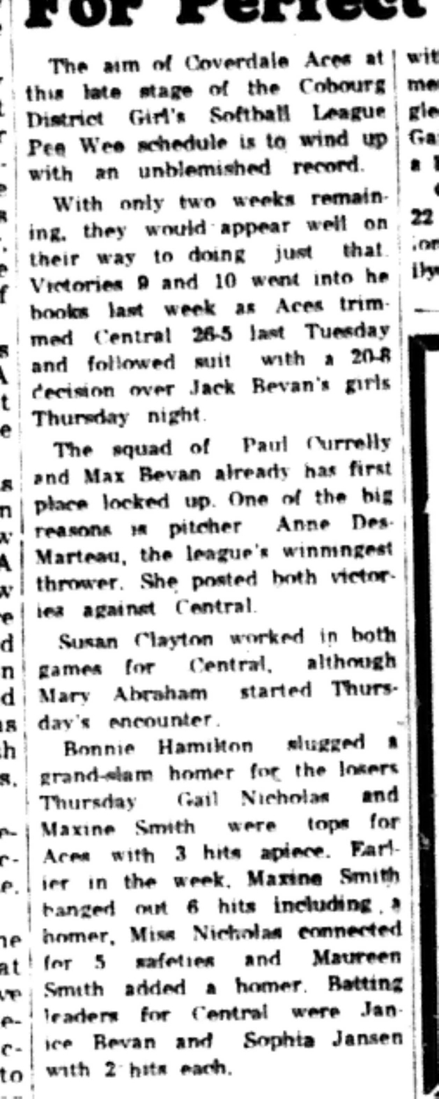 1965-08-18 Softball -Girls-CDGSL-Coverdale Perfect Season-B