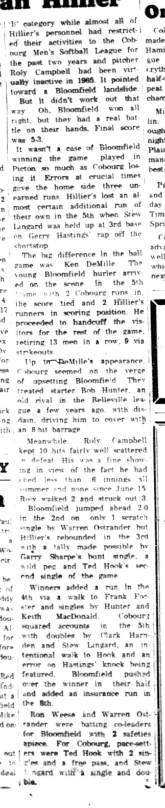 1965-08-18 Softball -Men-OASA-Cobourg vs Bloomfield-C