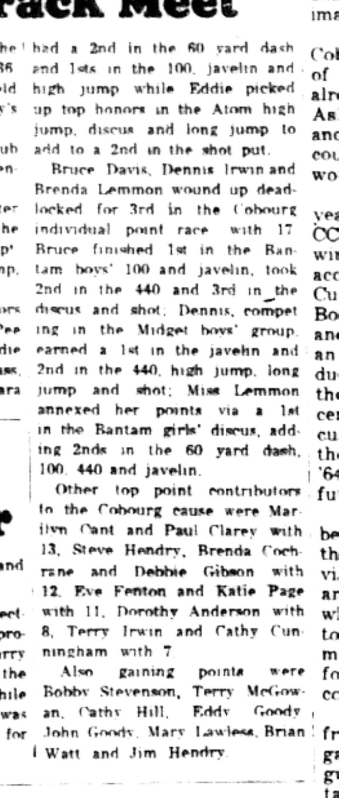 1965-08-18 Track and Field -Mixed-Cobourg Kids Excel In Track Meet-C