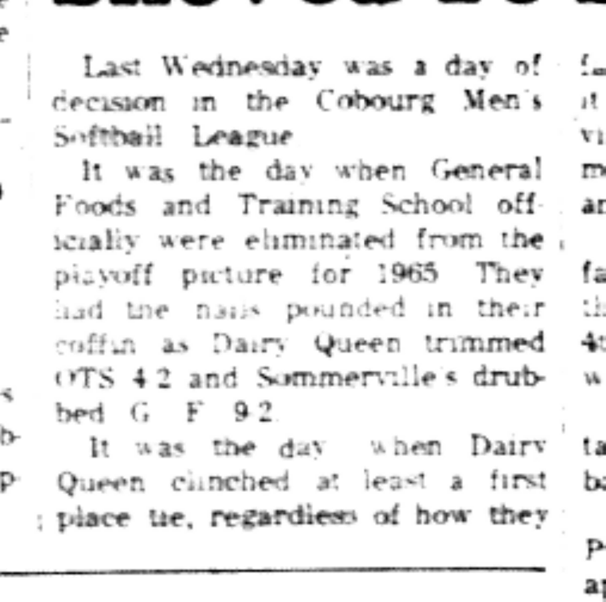 1965-08-25 Softball -Men-CMSL-General Foods vs Training School-B