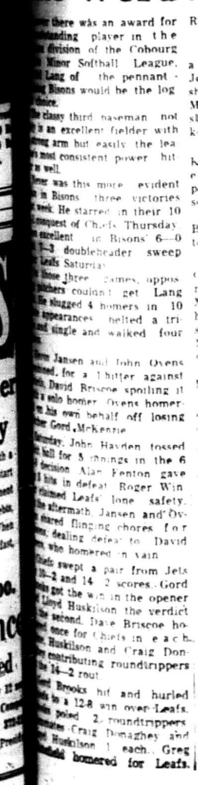 1965-09-01 Softball -Boys-CLMSL-Bisons Pitcher Succeeding-B