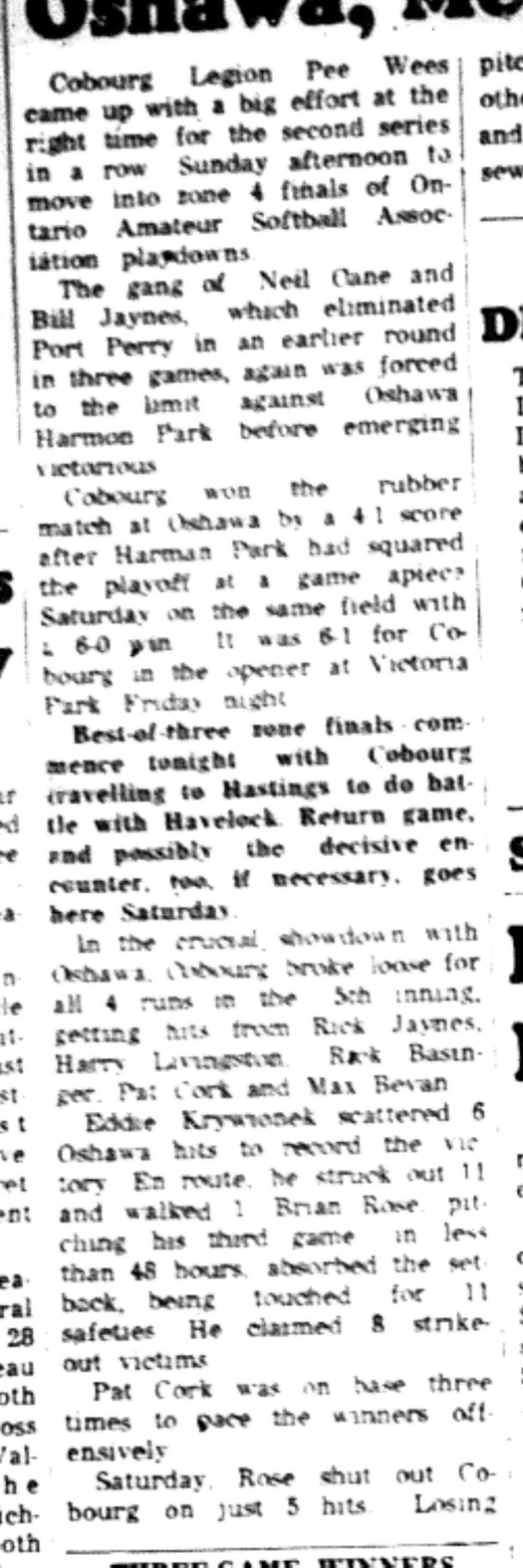 1965-09-01 Softball -Boys-OASA-Cobourg vs Oshawa-B