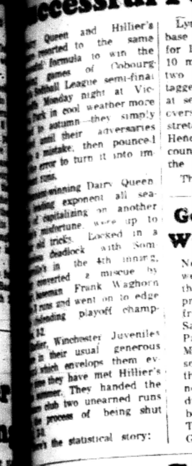 1965-09-01 Softball -Men-CMSL-Dairy Queen vs Hilliers-B